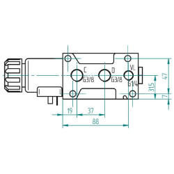 Valdymo vožtuvas 6/2 24V flanšo formos sriegis 6224AK10080FL