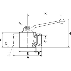 Rutulinis vožtuvas 2/2 - 1/2" BSP KHR08KR
