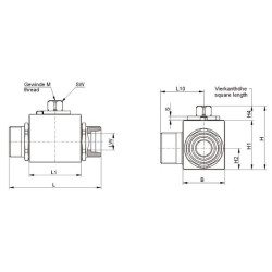 Rutulinis vožtuvas 3/2-L - M14x1.5 KH3KS08LKR