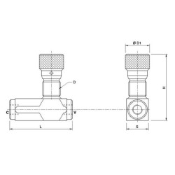 Droselinis atbulinis vožtuvas VRFU90°, G3/8" C056V0582