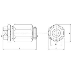 Droselinis atbulinis vožtuvas, cilindro tipo VRF, G3/8" C056V0550