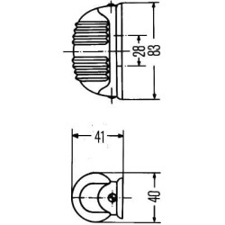 Case - IH 383 2BA001227201 Indikatoriaus lemputė 18W, ovali, 12V, gintarinė, korpusas: sidabras, užsukamas, 83x41mm, Hella