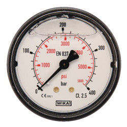 Slėgio matuoklis Ø63 0–400 bar 1/4 colio galinis MA63400B04PLGF