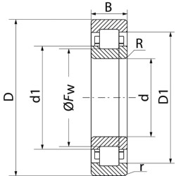 Cilindrinis ritininis guolis 35x72x17mm SKF NUP207ECPC3