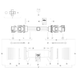 Kardaninis velenas S6 L: 710mm, Bondioli&Pavesi CS6N071CE007007