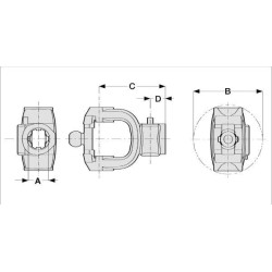 Jungtis, greito atjungimo, 1-3/8"-6 grioveliai, T CvJ 40/V CvJ 40 Corner 141024261
