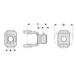 Jungas, greito atjungimo, 1-3/8"-6 grioveliai, T50/V50 Corner 141025001