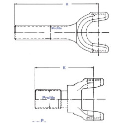 Yoke, Profile shaft, 22x19mm, 058 Elbe EDS200580222