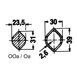 Profilinis vamzdis citrinų spalvos Oa Ø įėjimas: 33,4 Ø išorė: 39x30x2,8 mm I: 0,8 m Walterscheid 751215800