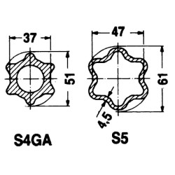 Profilinis vamzdis, dengtas žvaigždiniu paviršiumi S4GA, Ø į vidų: 39, Ø iš išorės: 51x37x6mm, ilgis: 1m, Walterscheid 754991100