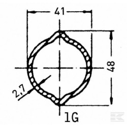 Profilinis vamzdis, dengtas citrinos spalvos, 1G, Ø įėjimas: 42,6 mm, Ø išorė: 48x41x2,7 mm, ilgis: 3 m, Walterscheid 751600