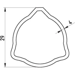 Profilinis vamzdis, vidinis trikampis T20, Ø į vidų: 21, Ø iš išorės: 29x4mm, ilgis: 0,4m, kampas 4300153120107