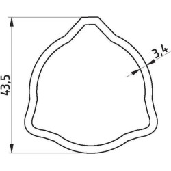 Profilinis vamzdis išorinis trikampis T40 Ø į vidų: 36,7 Ø iš išorės: 43,5x3,4 mm L: 0,565 m Corner 43001521402090730