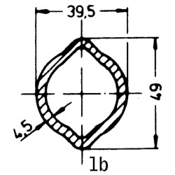 Profilinis vamzdis grūdintas citrinų spalvos 1bH Ø įėjimas: 40 Ø išorė: 49x39,5x4,5 mm I: 1 m Walterscheid 7525651000