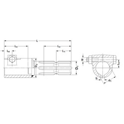 PTO reduktorius, išorinis 1 3/8 colio (6) sriegis, vidinis 40 mm, su spaustuko varžtu 6710184KR