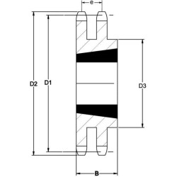 Žvaigždutė „Duplex“, 25 dantų, 1/2 colio, grandinė, 08 B-2, kūginei įvorei, 2012 m. „Kramp SD1225TL“
