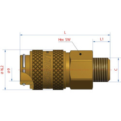 Q-Rel jungtis su 1/8" BSP išoriniu sriegiu ESM18A