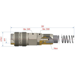 Greito atjungimo jungtis su spyruokline apsauga 4x6mm ESMN4TQF
