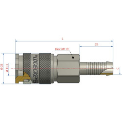 Greito atjungimo jungtis su 6 mm žarnos antgaliu ESOI6T