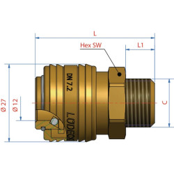 Q-Rel jungtis su 3/8" BSP vidiniu sriegiu ES38A