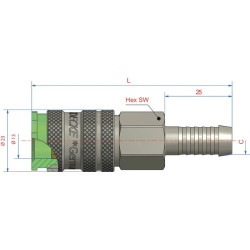 Greito atjungimo jungtis su 13 mm žarnos antgaliu ESAC13T