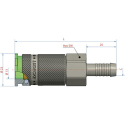 Greito atjungimo jungtis su 19 mm žarnos antgaliu ESACG19T
