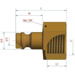 Vyriškas kištukas su 1/4" BSP F/Thd ESM14NI