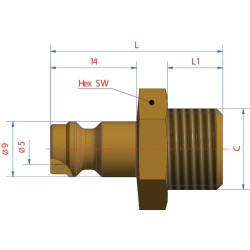 Vyriškas sriegis su 1/8" BSP išoriniu sriegiu ESM18NA