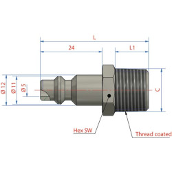 Vyriškas sriegis su 3/8" BSP išoriniu sriegiu ESAI38NAS