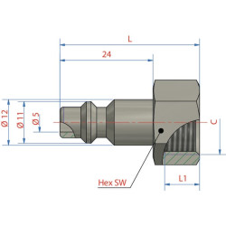 Vyriškas sriegis su 1/4" BSP išoriniu sriegiu (ESAI14NIS)