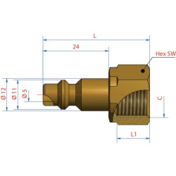 Vyriškas kištukas su 1/4" BSP išoriniu/išoriniu sriegiu ESA14NIR