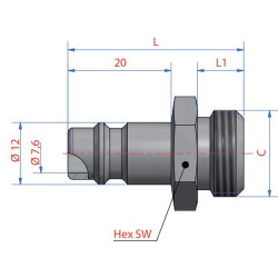 Vyriškas sriegis su 3/8" BSP išoriniu sriegiu ESI38NAS