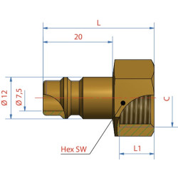 Kištukas su M18x1,5 mm vidiniu sriegiu ES1815NI