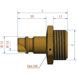 Kištukas su M18x1,5 mm išoriniu sriegiu ES1815NA