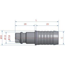 Jungtis su 13 mm žarnos antgaliu ESI13SS