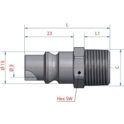 Vyriškas sriegis su 3/8" BSP išoriniu sriegiu (ESOIG38NAS)