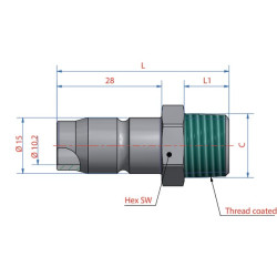 Vyriškas sriegis su 3/8" BSP išoriniu sriegiu ESACG38NAS