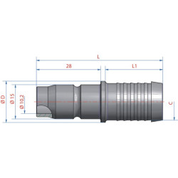 Jungtis su 16 mm žarnos antgaliu ESACG16SS