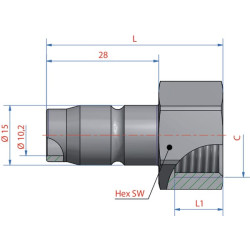Vyriškas sriegis su 3/8" BSP išoriniu sriegiu ESACG38NIS