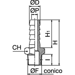 Žarnos jungtis 14 mm x 1/2" HCMT1412