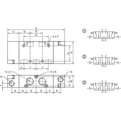 Vožtuvas, 5/3, pneumatinis, 1/8" PV53M18CC