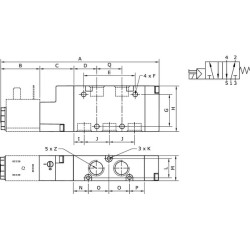 Solenoidinis vožtuvas 1/2" 5/2 eigos SOV52M12