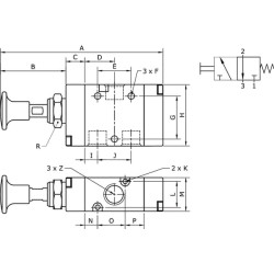 Svirtinis vožtuvas 3/2 mygtuko 1/8" MAB32M18NC