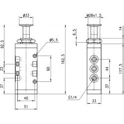Vožtuvas, 5/2 stūmimo/traukimo vožtuvas 454915