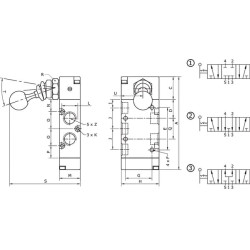 Svirtinis vožtuvas 5/3 rankų 1/8" MAL53B18PC