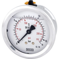 Glicerino manometras 63 mm 16 bar, galinis tvirtinimas B711W063016T