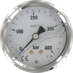 Slėgio matuoklis Ø63 0–400 bar 1/4 colio galinis MA63400B04SSGF