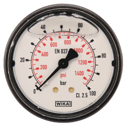 Slėgio matuoklis Ø63 0–100 bar 1/4 colio galinis MA63100B04PLGF