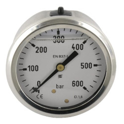Slėgio matuoklis Ø63 0–600 bar 1/4 colio galinis MA63600B04SSGF