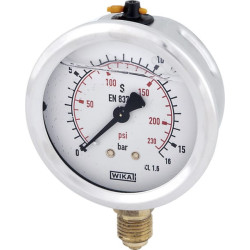 Glicerino manometras 63 mm 16 bar, montuojamas apačioje B711W063016D
